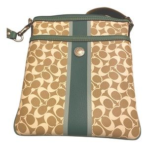Turquoise Vintage Coach Crossbody Leather Handbag